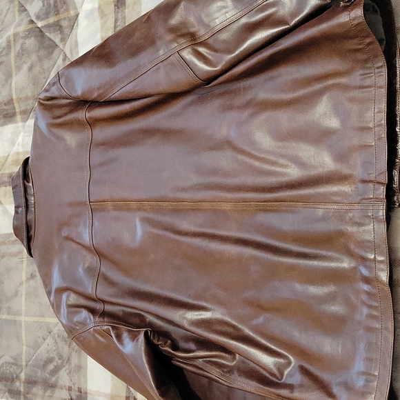 Men's Dark Brown Leather Jacket - Picture 2 of 3